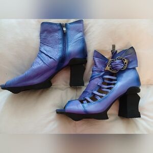 Maher x leather size zip open toe lightweight rubber heel bootie